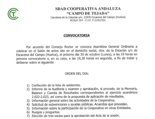 (Español) CONVOCATORIA ASAMBLEA GENERAL 2023