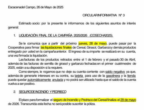 CIRCULAR INFORMATIVA Nº 3 26-05-26